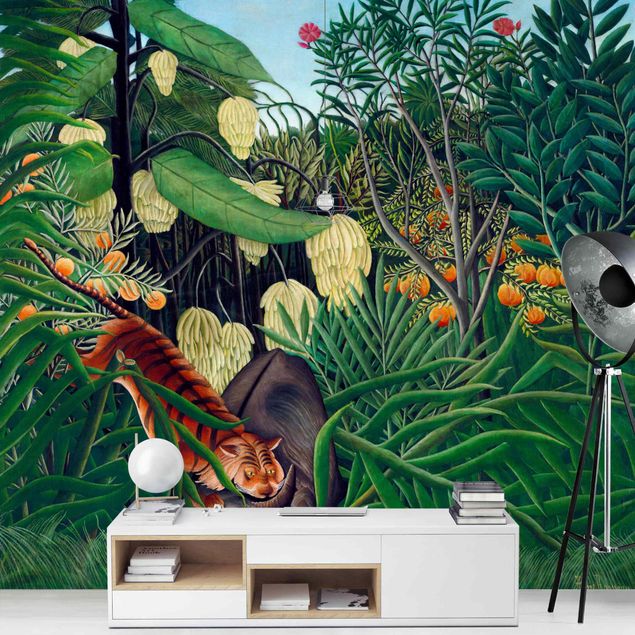 Floral wallpaper Henri Rousseau - Fight Between A Tiger And A Buffalo