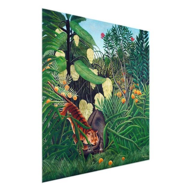 Prints trees Henri Rousseau - Fight Between A Tiger And A Buffalo