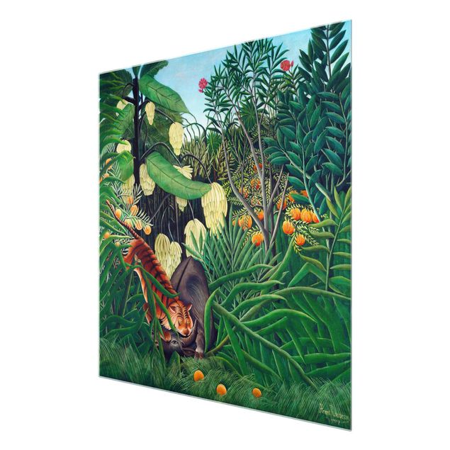 Prints floral Henri Rousseau - Fight Between A Tiger And A Buffalo