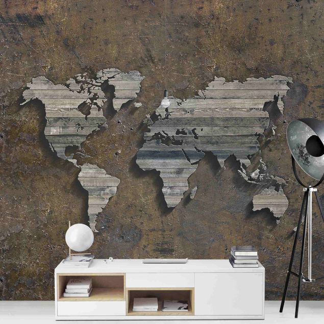 Wallpapers maps Wooden Grid World Map