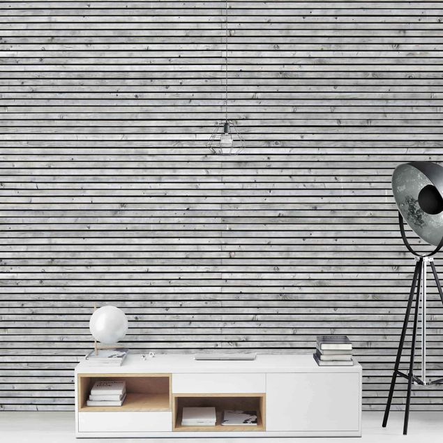 Wallpapers patterns Wooden Wall With Narrow Strips Black And White