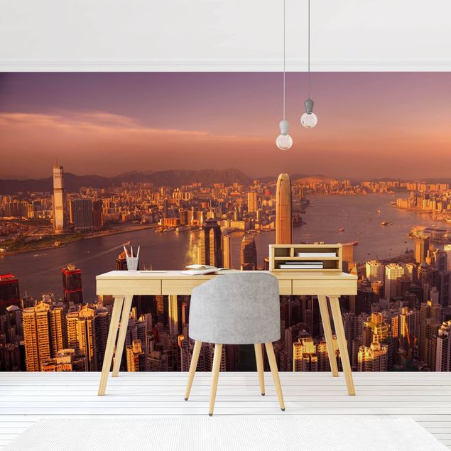 Wallpapers architecture and skylines Hong Kong Sunset