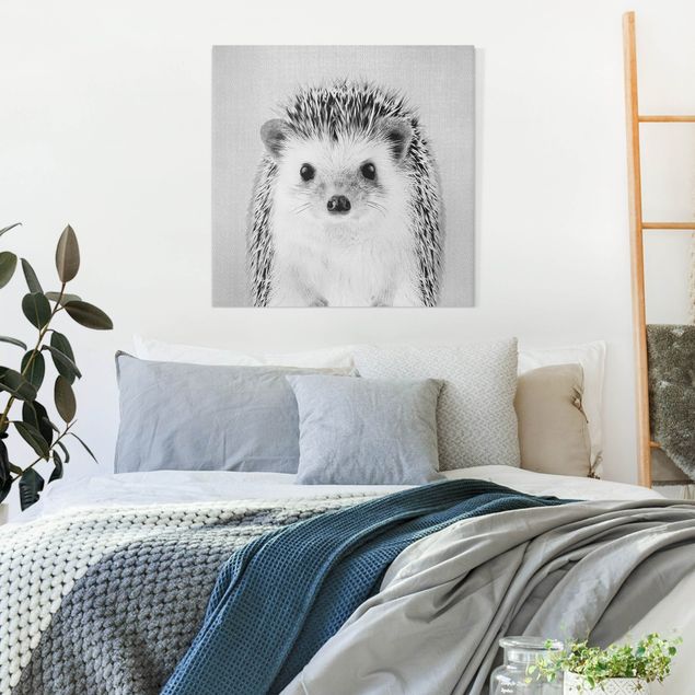 Black and white canvas art Hedgehog Ingolf Black And White