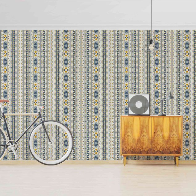 Striped wallpaper Ikat Pastel