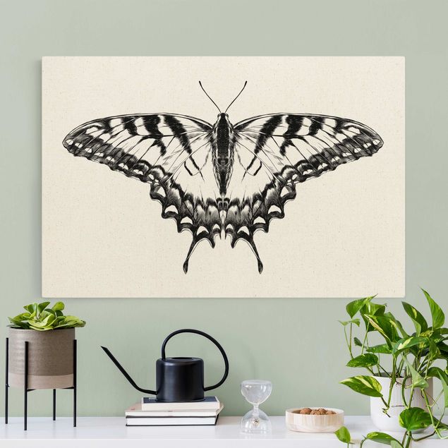Butterfly art print Illustration Flying Tiger Swallowtail Black