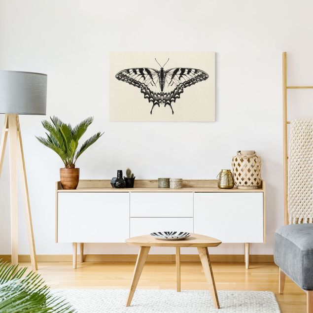 Butterfly canvas wall art Illustration Flying Tiger Swallowtail Black