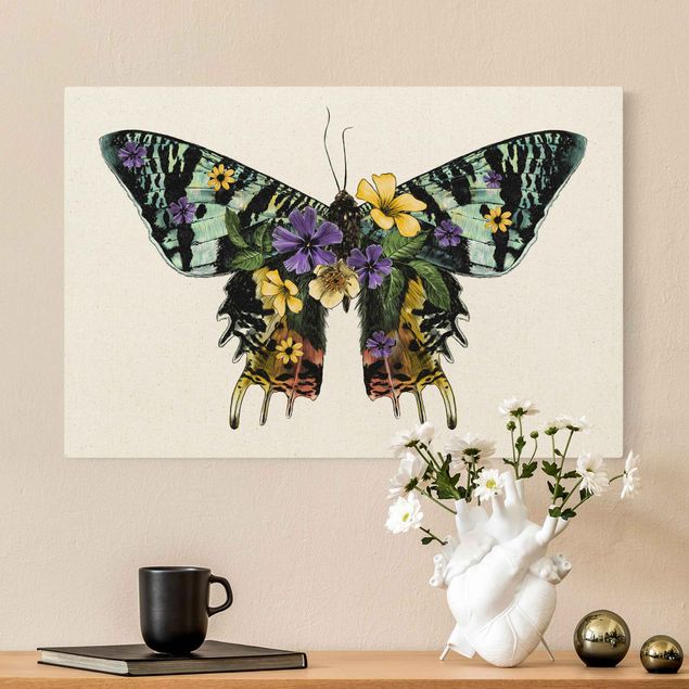 Butterfly canvas wall art Illustration Floral Madagascan Butterfly