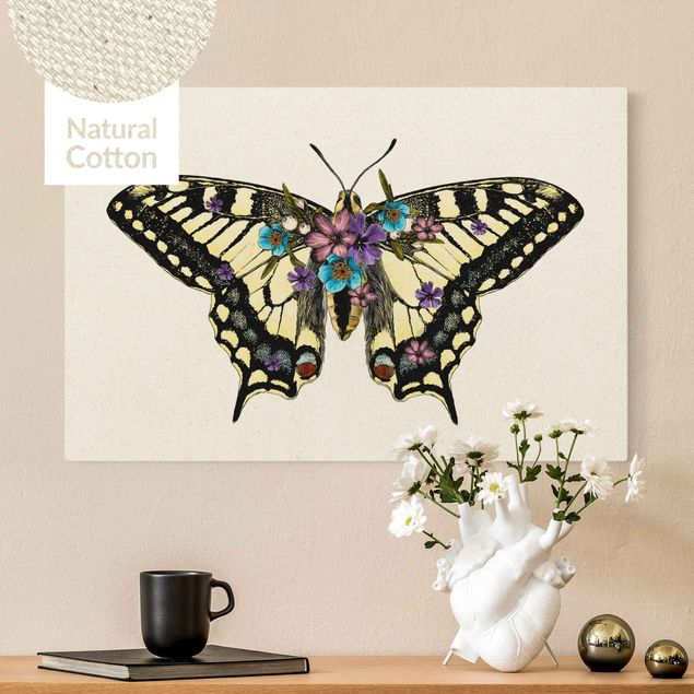Butterfly framed art Illustration Floral Swallowtail