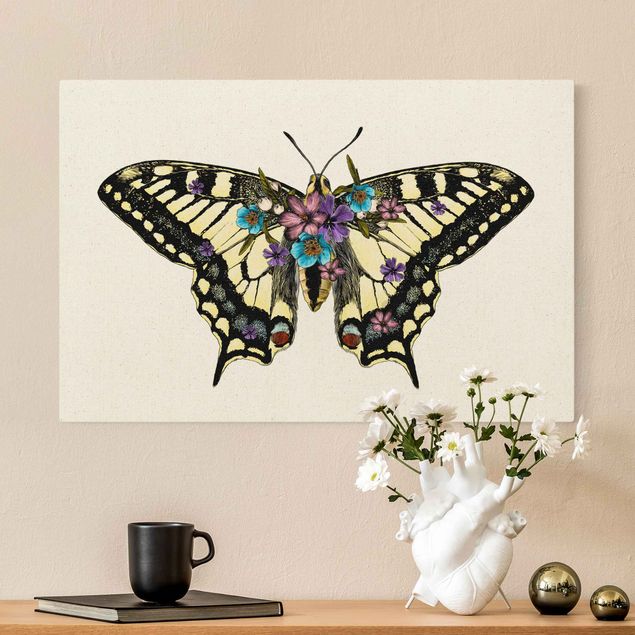 Butterfly canvas art Illustration Floral Swallowtail