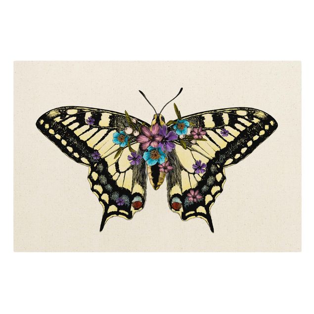 Canvas prints animals Illustration Floral Swallowtail