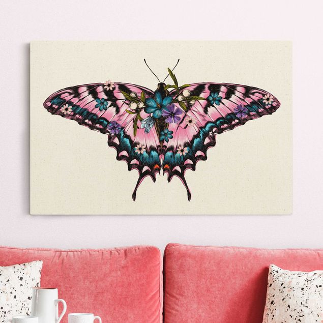Butterfly print Illustration Floral Tiger Swallowtail