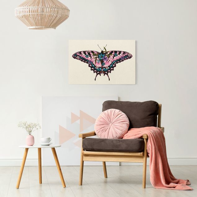 Butterfly canvas Illustration Floral Tiger Swallowtail