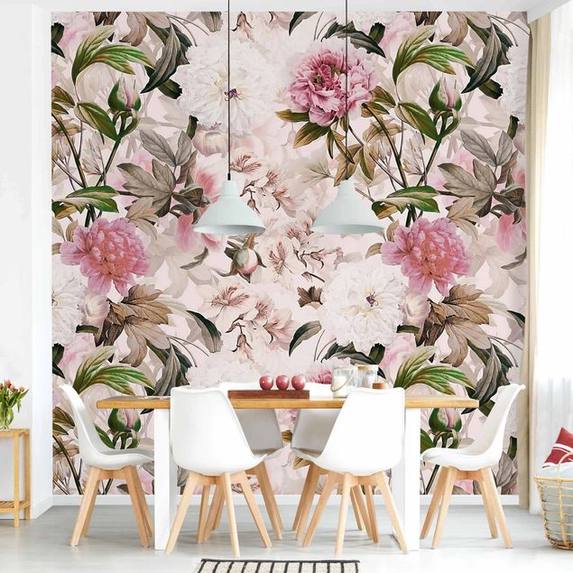 Wallpapers rose Illustrated Peonies In Light Pink