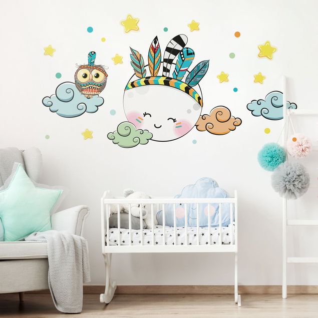 Wall stickers birds Indiander Moon Owl Clouds Stars