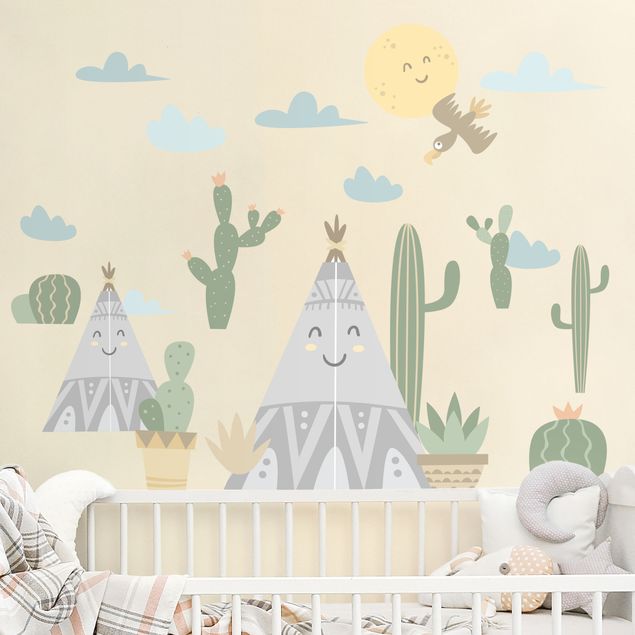Wall stickers indians Indian tents and cacti