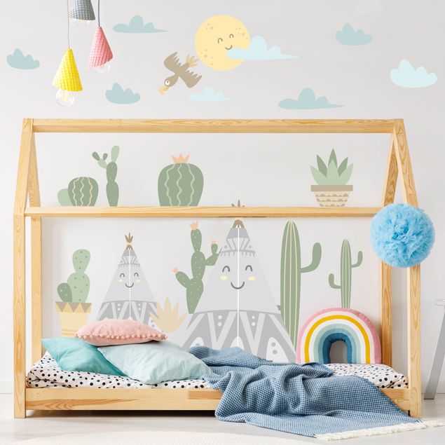 Wall stickers Indian tents and cacti