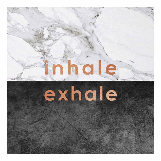 Black and white wall art Inhale Exhale Copper And Marble