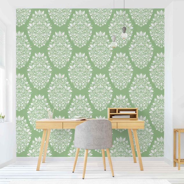 Modern wallpaper designs Art Nouveau Pattern On Green