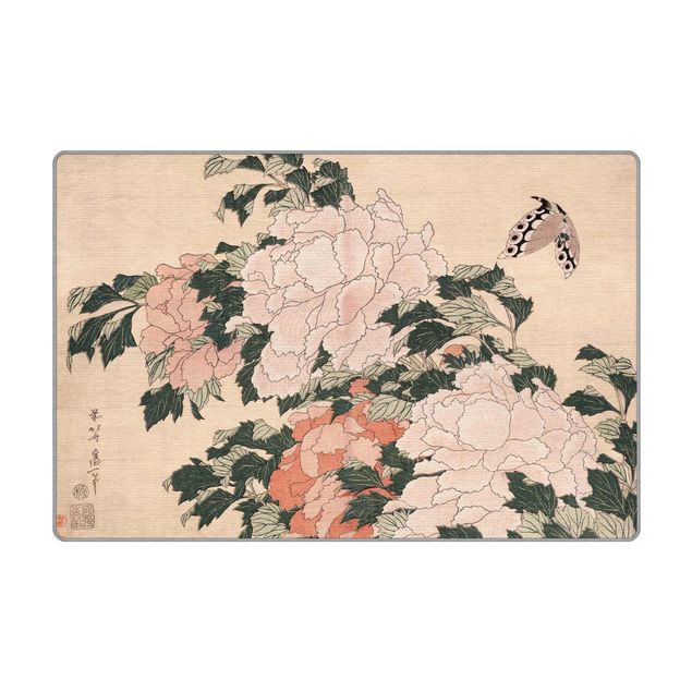 Katsushika Hokusai Katsushika Hokusai - Pink Peonies With Butterfly