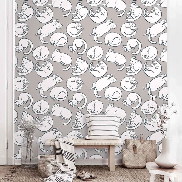 Wallpapers cat Cat Pattern In Grey