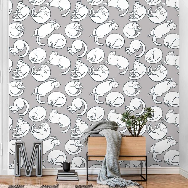 Modern wallpaper designs Cat Pattern In Grey
