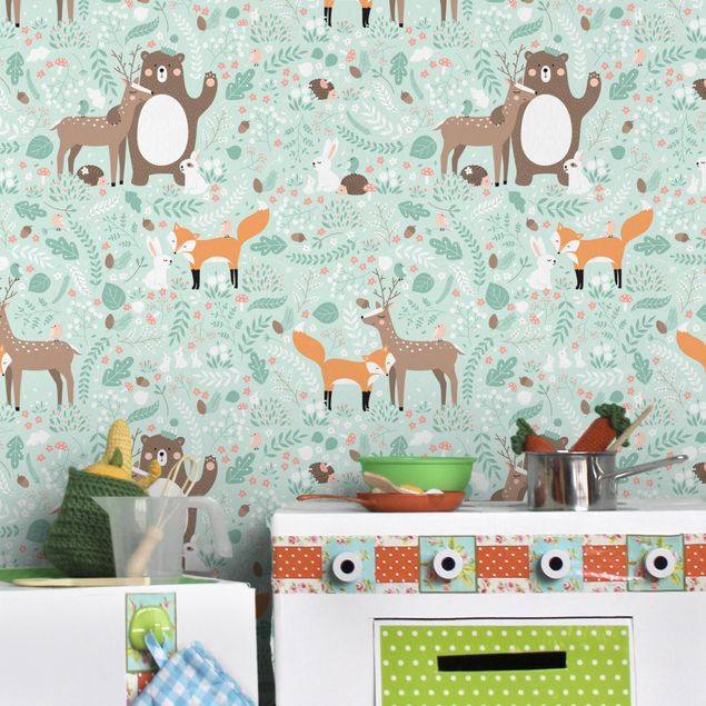 Wallpapers forest Kids Pattern Forest Friends With Forest Animals
