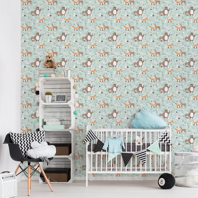 Wallpapers modern Kids Pattern Forest Friends With Forest Animals