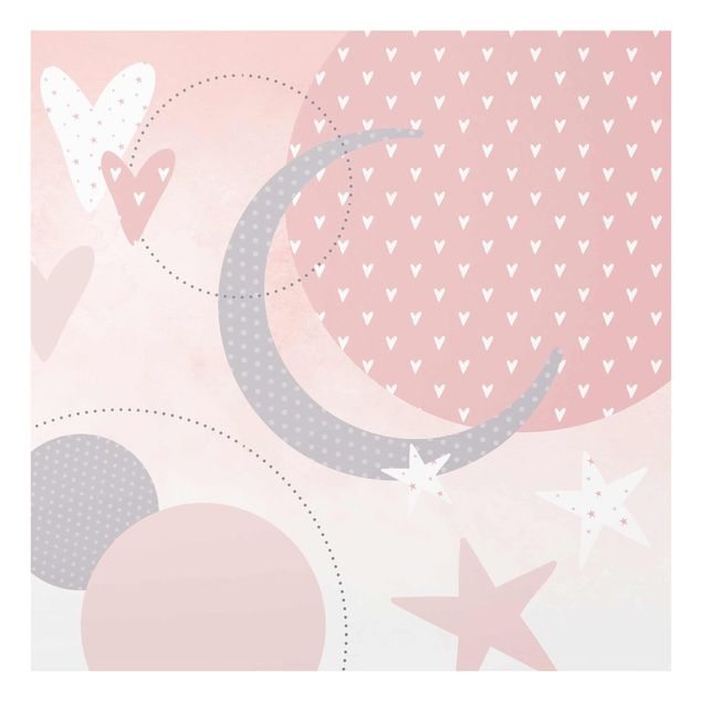 Love canvas wall art Children`s Rug Grafical - Stars And Moon