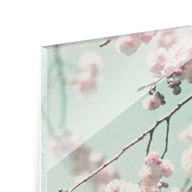 Glas Magnetboard Dancing Cherry Blossoms On Canvas
