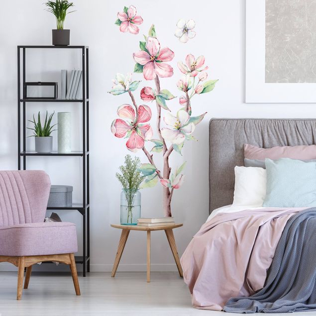 Floral wall stickers Cherry blossom branch watercolor