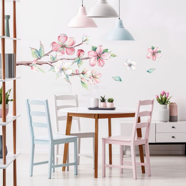 Wall stickers plants Cherry blossom branch watercolor