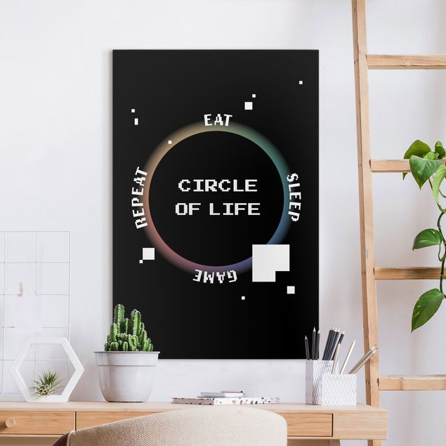 Wall art black and white Classical Video Game Circle Of Life