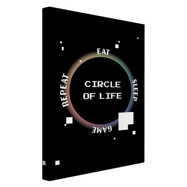 Prints black and white Classical Video Game Circle Of Life