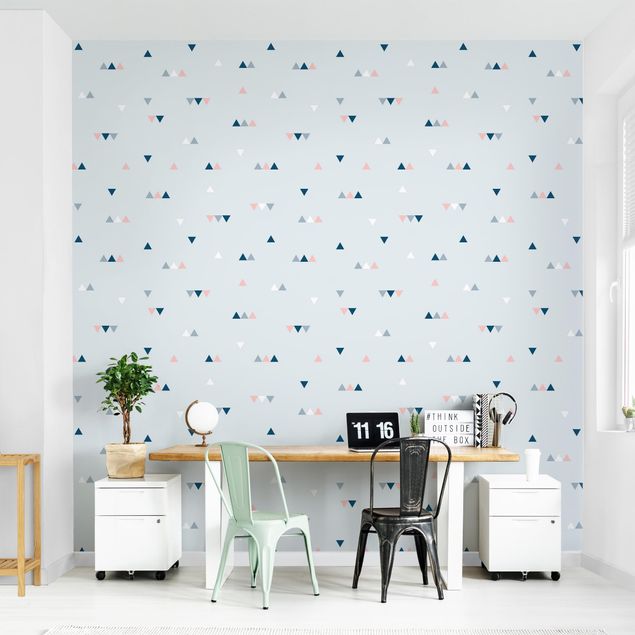 Modern wallpaper designs Small Triangles In Blue Light Pink