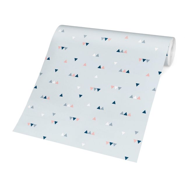 Walpaper - Small Triangles In Blue Light Pink