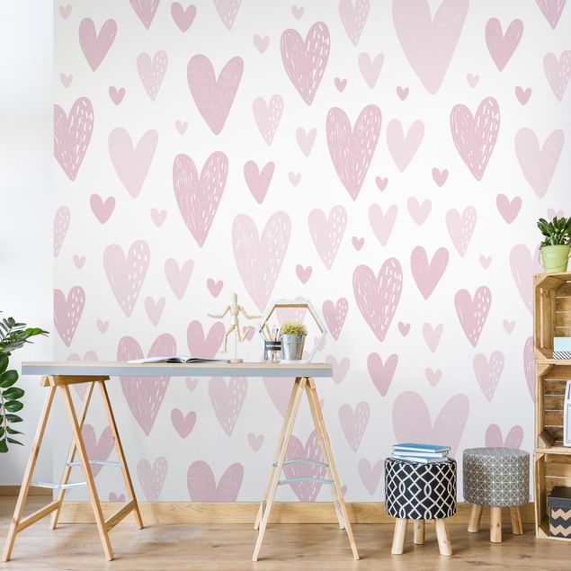 Wallpapers patterns Small And Big Drawn Light Pink Hearts