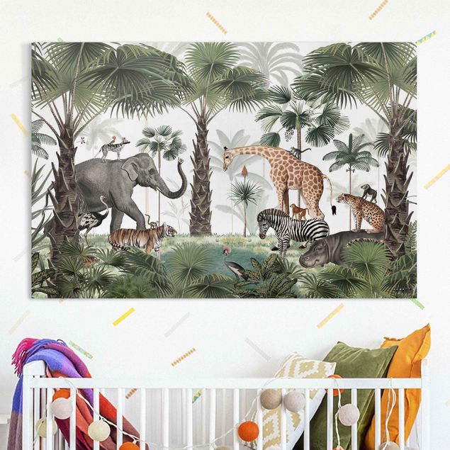 Canvas elefant Kingdom of the jungle animals