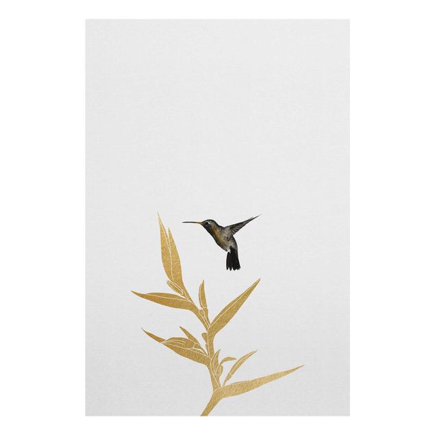 Prints Hummingbird And Tropical Golden Blossom II