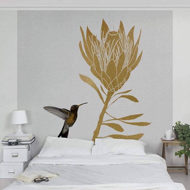 Wallpapers birds Hummingbird And Tropical Golden Blossom