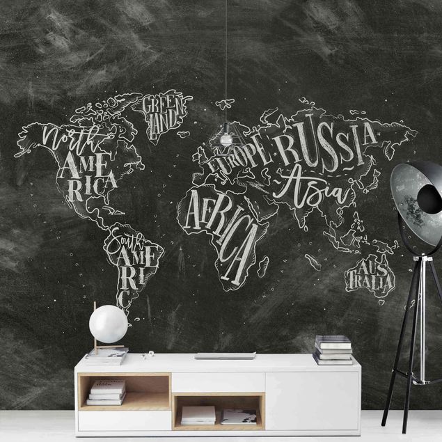 World map wallpaper Chalk World Map