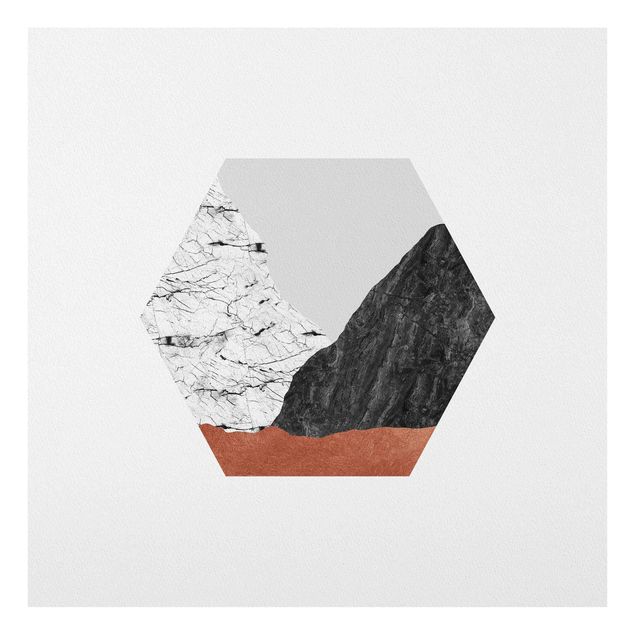 Prints modern Copper Mountains Hexagonal Geometry