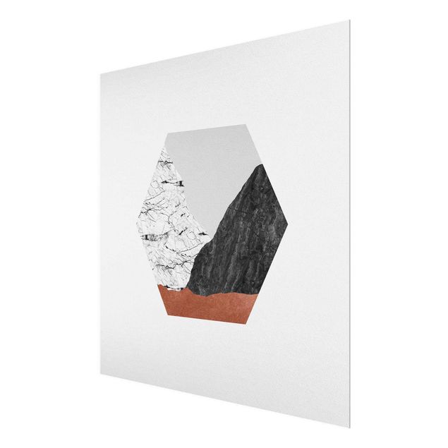 Black and white wall art Copper Mountains Hexagonal Geometry