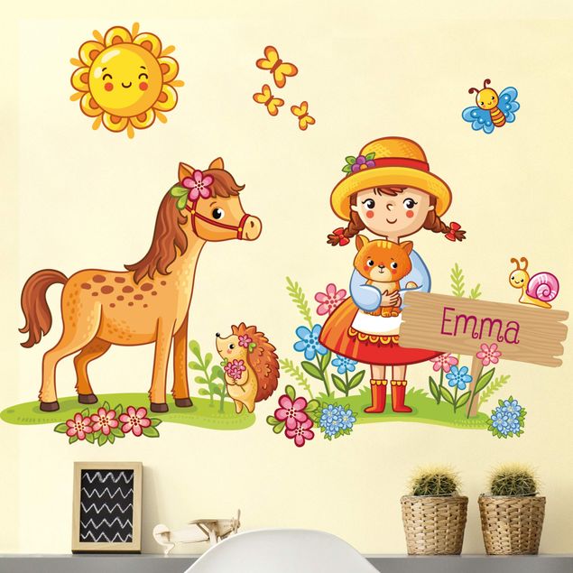 Wall stickers horse Country girl with desired name