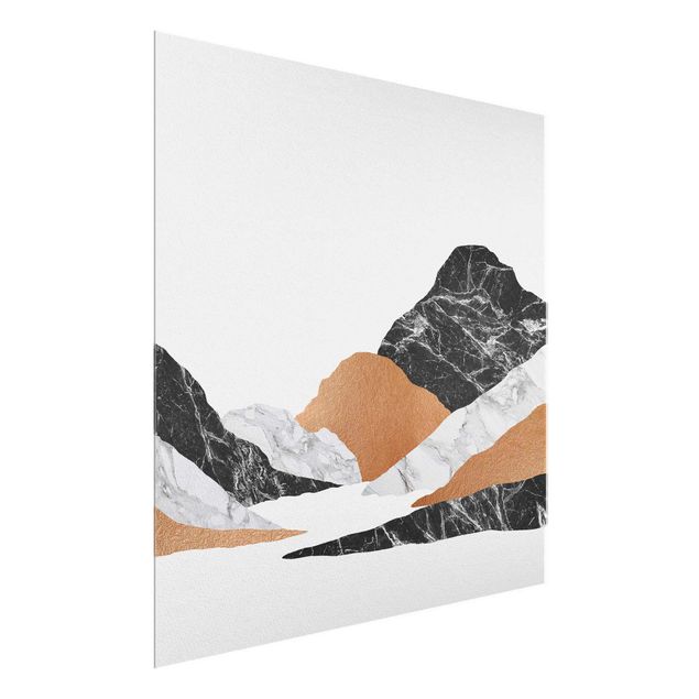 Mountain prints Landscape In Marble And Copper II