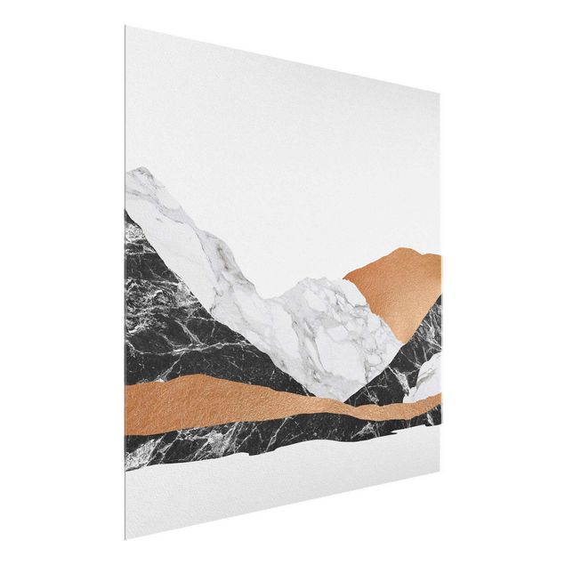 Mountain prints Landscape In Marble And Copper