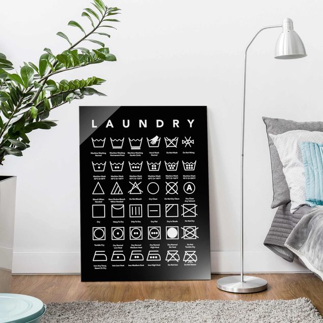 Glass prints black and white Laundry Symbols Black And White