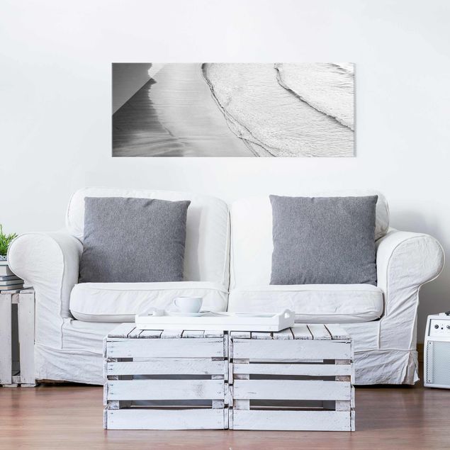 Landscape wall art Soft Waves On The Beach Black And White