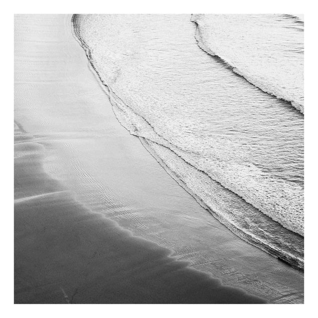 Glass prints black and white Soft Waves On The Beach Black And White