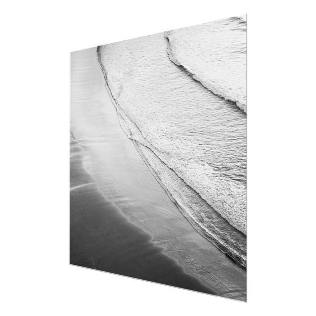 Glass prints landscape Soft Waves On The Beach Black And White