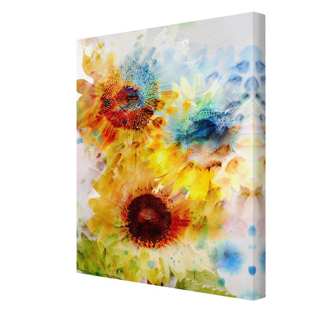 Contemporary art prints Watercolour Flowers Sunflowers